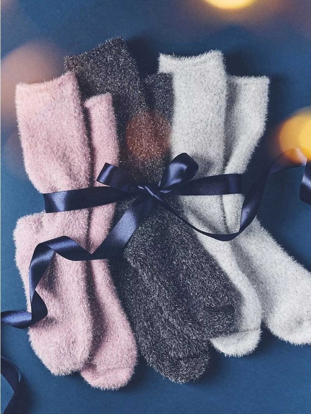 3 pc Set Anthropologie x Bombas Silver Sparkle Fuzzy Calf Socks